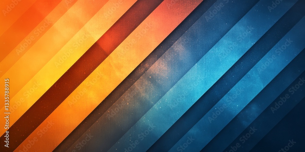 Obraz premium Diagonal bands of orange and blue texture create abstract design