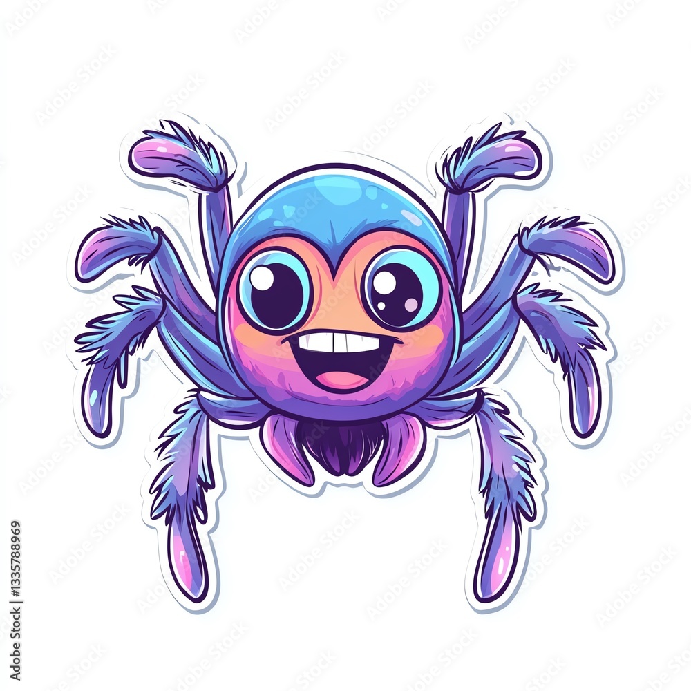 Fototapeta premium A cute and colorful cartoon spider character with big eyes and a friendly expression.