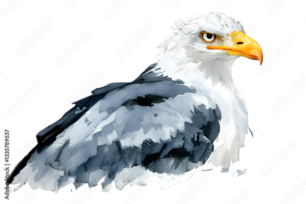 Obraz premium Watercolor Painting Of A Bird Profile View