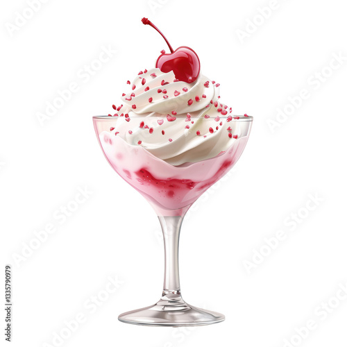 Wallpaper Mural A delicious dessert in a glass featuring fluffy whipped cream, pink syrup, and a cherry on top, garnished with colorful sprinkles. Torontodigital.ca