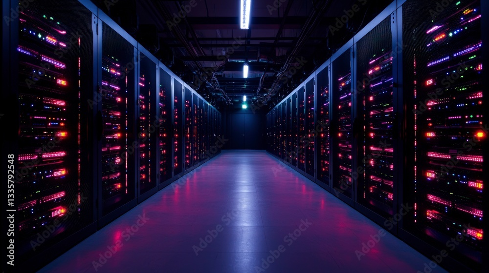 Fototapeta premium High Tech Data Center Servers Network Technology Internet Infrastructure Digital Comp