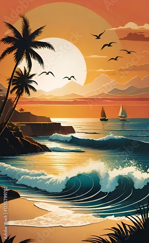 tropical beach sunset