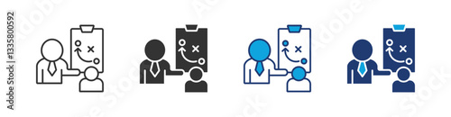 Strategy Multi Style Icon Set Vector 