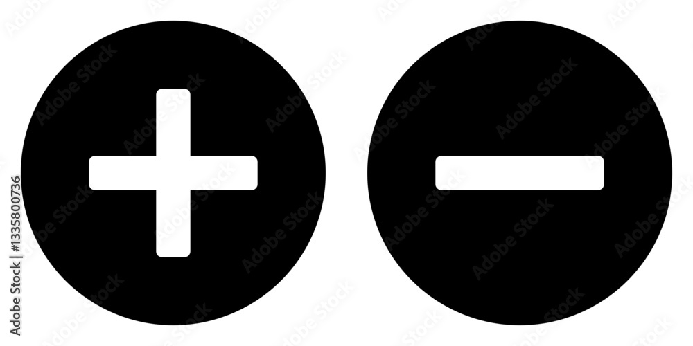 Plus minus circular element icon vector illustration. Add and remove round button icons Plus minus circular element icon vector illustration. Add and remove round button icons