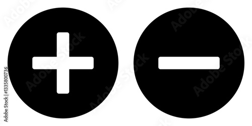 Plus minus circular element icon vector illustration. Add and remove round button icons