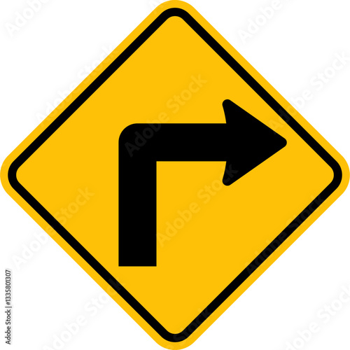traffic sign icon vector, sharp turn warning to the right