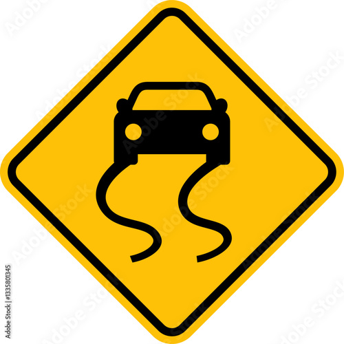 traffic sign icon vector, slippery road warning