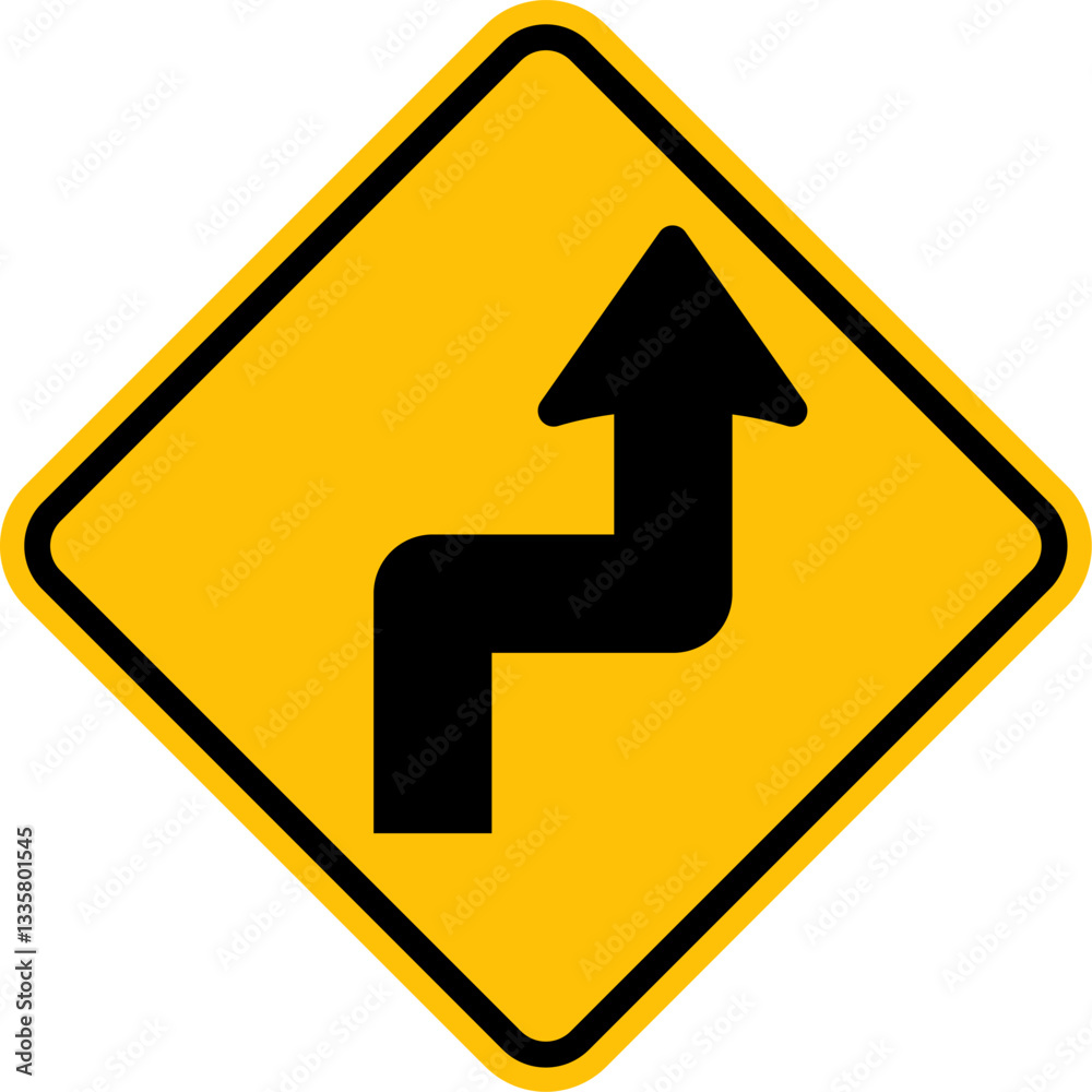traffic sign icon vector, double bend traffic sign icon vector, double bend