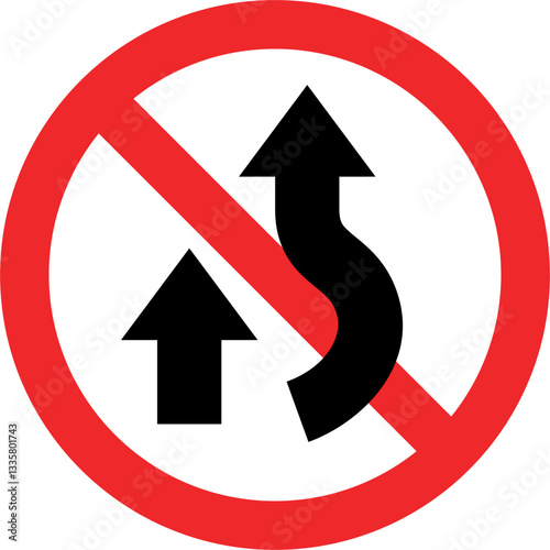 Traffic sign icon vector prohibited from overtaking a vehicle moving in front