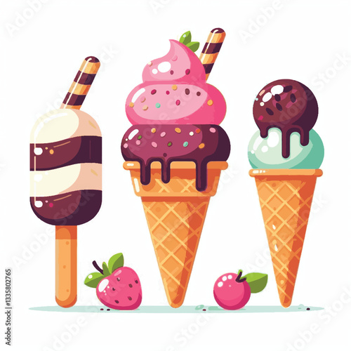 cream, ice, food, dessert, sweet, background, ice cream, white, summer, isolated, vector, cold, illustration, vanilla, sugar, design, snack, cone, frozen, candy, waffle, texture, chocolate, flavor, pi