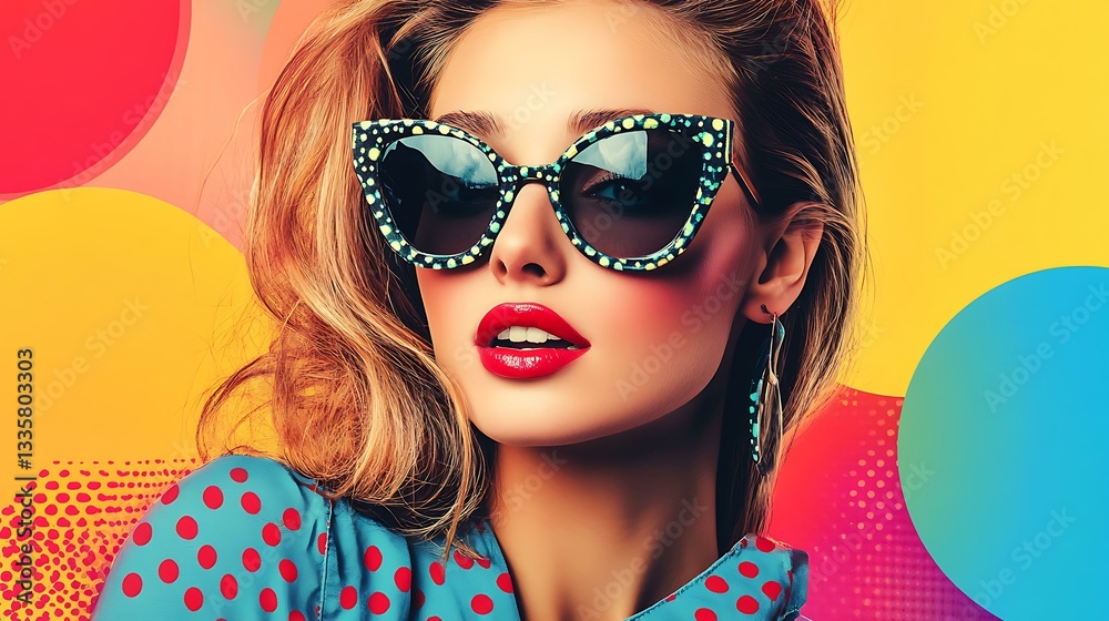 Retro pop-art style photo effect mockup with halftone patterns and vibrant color overlays. Retro pop-art style photo effect mockup with halftone patterns and vibrant color overlays.