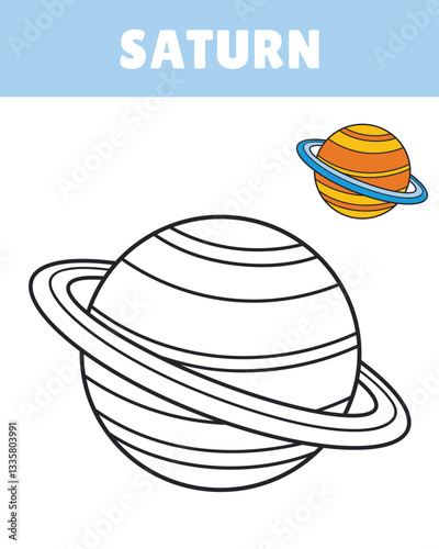 Planet saturn printable coloring page