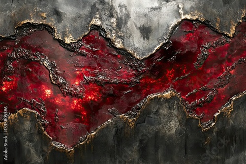 Lustrous molten ruby and deep shadowy silver currents radiating with rich highlights and a mesmerizing surface 