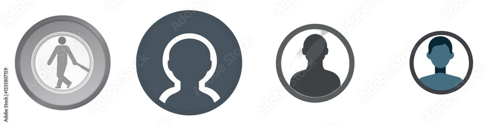 Four profile icons; accessibility, person, user isolated on white or transparent Four profile icons; accessibility, person, user isolated on white or transparent