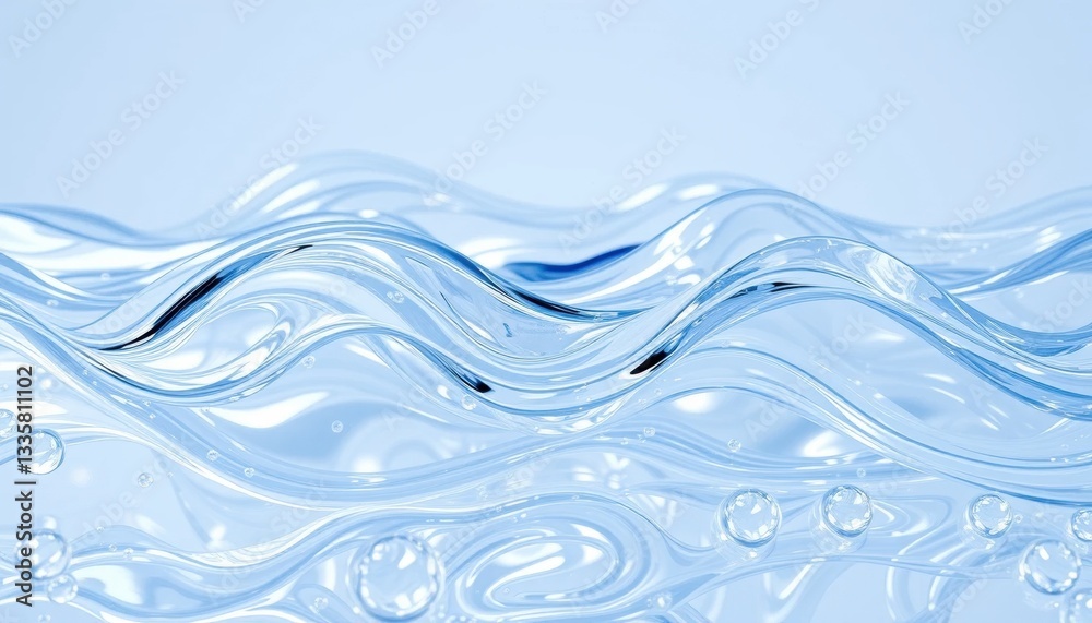 Fluid Glass Waves Abstract Liquid Texture Background