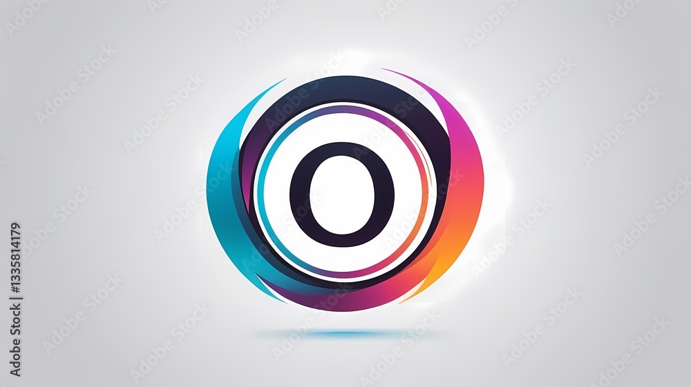 A circular letter 'O' logo, vector art, designed with a futuristic ring effect and gradient shading A circular letter 'O' logo, vector art, designed with a futuristic ring effect and gradient shading
