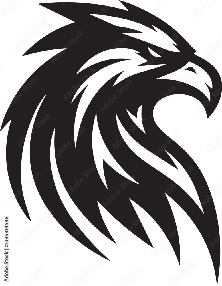 Majestic Black and White Eagle Vector Illustration – Fierce Falcon Silhouette Logo Majestic Black and White Eagle Vector Illustration – Fierce Falcon Silhouette Logo