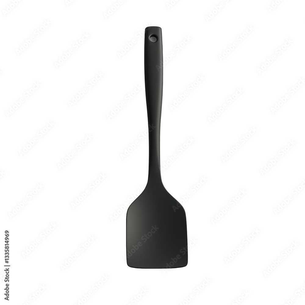 Minimalist Black Spatula with Long Handle for Cooking and Baking in Modern Kitchen Environment Minimalist Black Spatula with Long Handle for Cooking and Baking in Modern Kitchen Environment