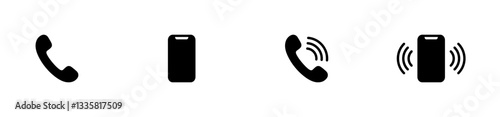 Phone, cell phone and smartphone call icon set