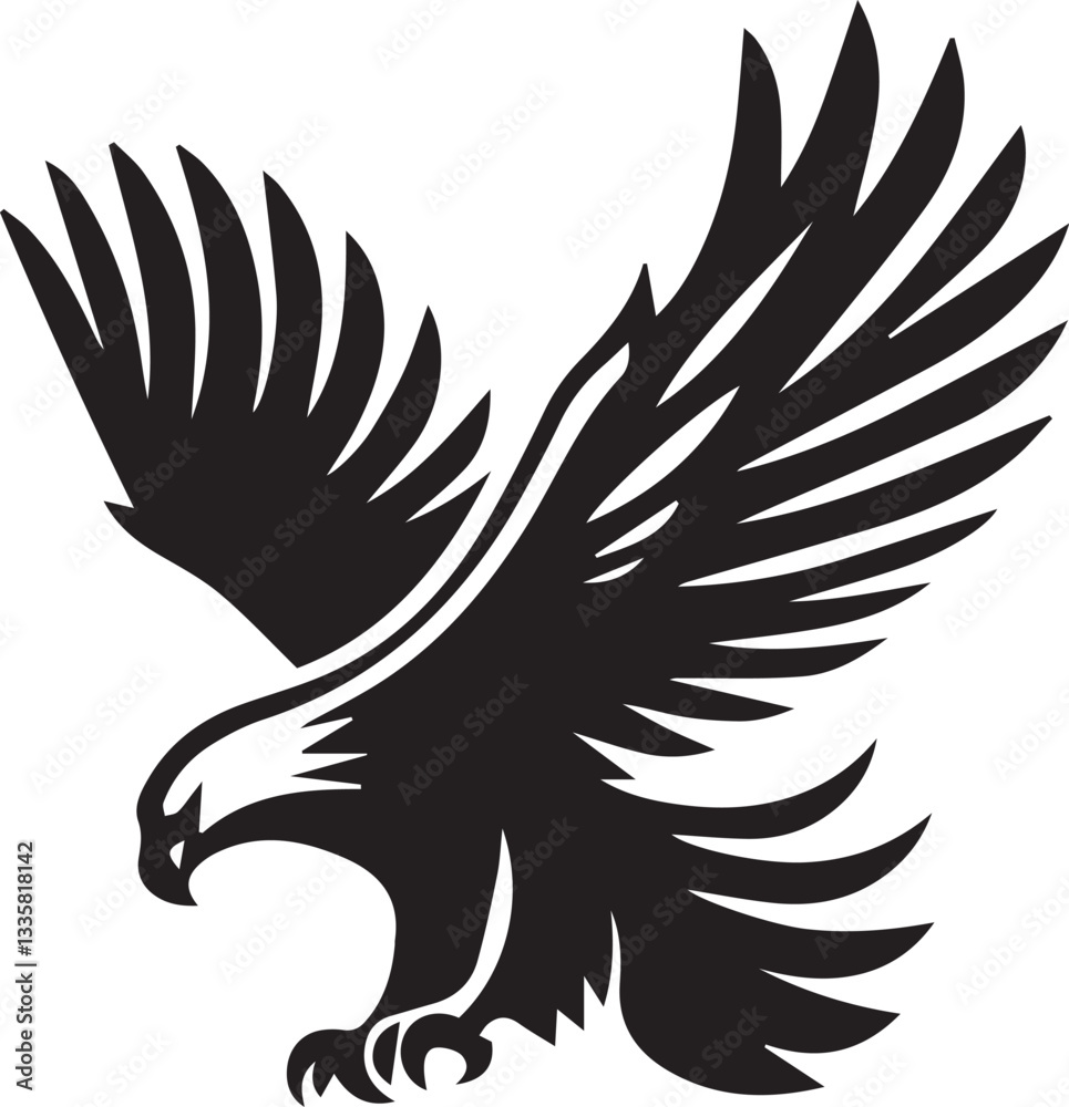 Majestic Black and White Eagle Vector Illustration – Fierce Falcon Silhouette Logo Majestic Black and White Eagle Vector Illustration – Fierce Falcon Silhouette Logo