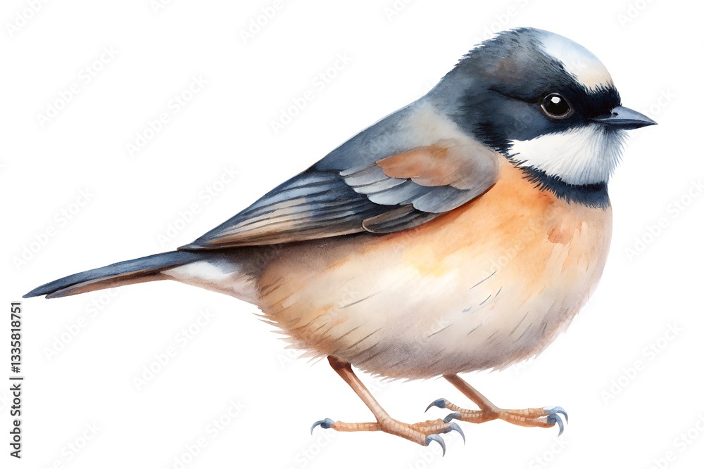 Watercolor Painting of a Beautiful Small Bird Avian Wildlife Art Nature Illustration Watercolor Painting of a Beautiful Small Bird Avian Wildlife Art Nature Illustration