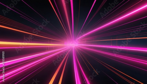Dynamic Light Burst, Abstract Visuals, Digital Space, Graphic Design, Vibrant Colors, Perspective View, Conceptual Art