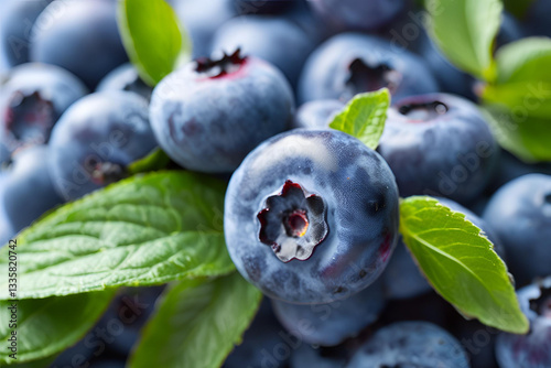 Obraz na płótnie Fresh Ripe Blueberries with Water Droplets on Rustic Wooden Background w salonie