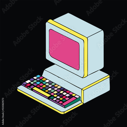 Retro 80s Vintage vector illustration, old Retro 80s clipart design
