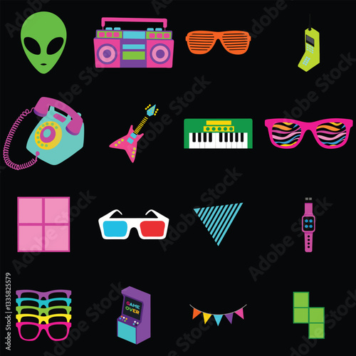Classic 80s Vibe Vector Design Collection
