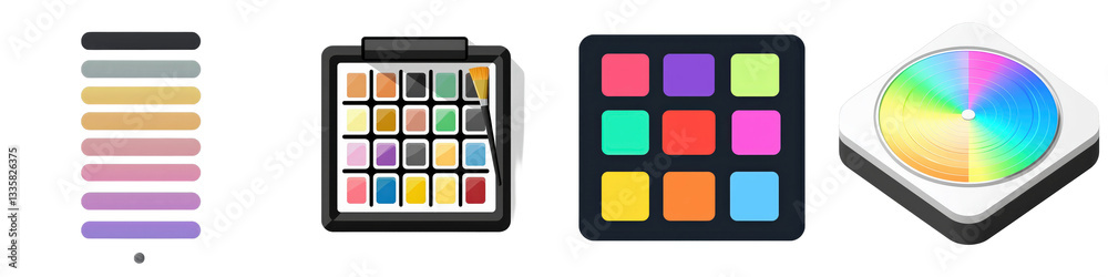 Color palettes, swatches, and wheel isolated on white or transparent Color palettes, swatches, and wheel isolated on white or transparent