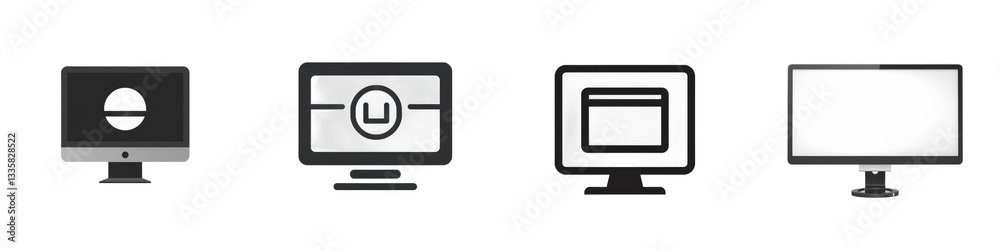 Four computer screen icons isolated on white or transparent Four computer screen icons isolated on white or transparent