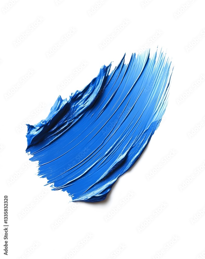 Abstract Blue Paint Stroke on White Background