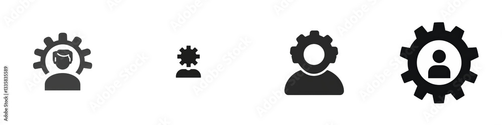 User management icons, settings, profiles isolated on white or transparent User management icons, settings, profiles isolated on white or transparent