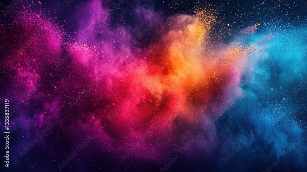 Fototapeta premium A high-speed shot of Holi powders illuminated by a strong backlight, creating a mystical and surreal effect