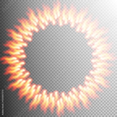 Obraz na płótnie Circular arrangement of glowing flame-like elements with a transparent background ideal for use in fantasy, sci-fi, gaming, or digital art projects. w salonie