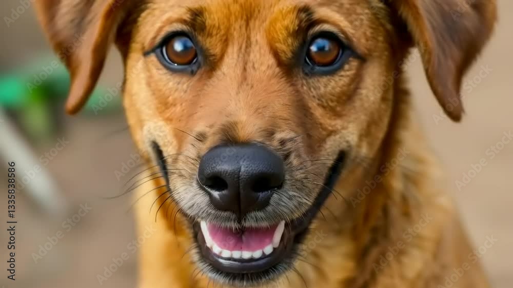 A Close-Up Portrait of a Happy Dog A Close-Up Portrait of a Happy Dog