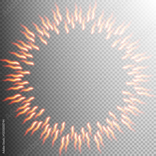 Obraz na płótnie Circular arrangement of glowing flame-like elements with a transparent background ideal for use in fantasy, sci-fi, gaming, or digital art projects. w salonie
