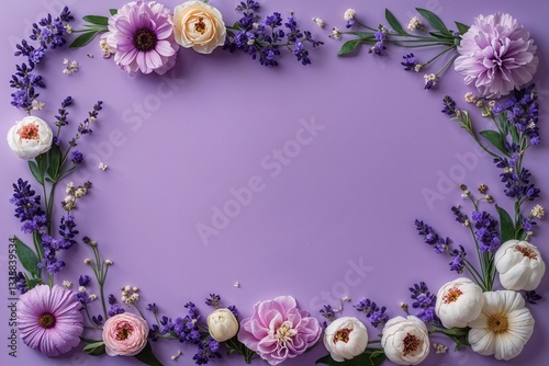 Floral Border Lavender Stationery for Note Writing and Wishes
