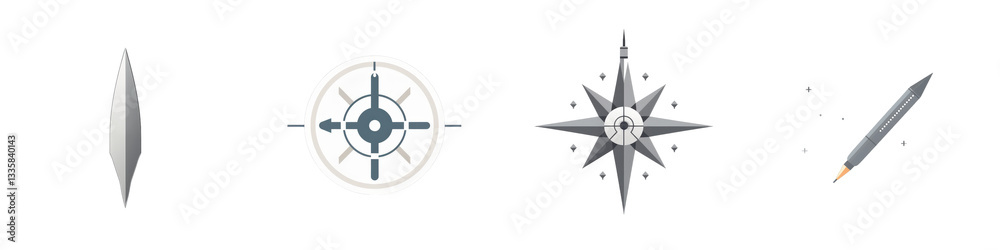 Four abstract icons on black isolated on white or transparent Four abstract icons on black isolated on white or transparent