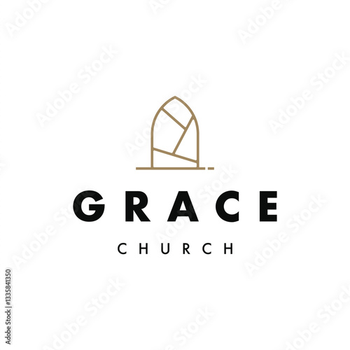Church mosaic logo design template titled grace church