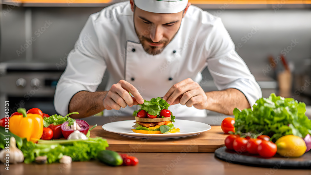 Gluten Free Anti-Inflammatory Plan. Gourmet chef plating colorful gluten free dish with care Gluten Free Anti-Inflammatory Plan. Gourmet chef plating colorful gluten free dish with care