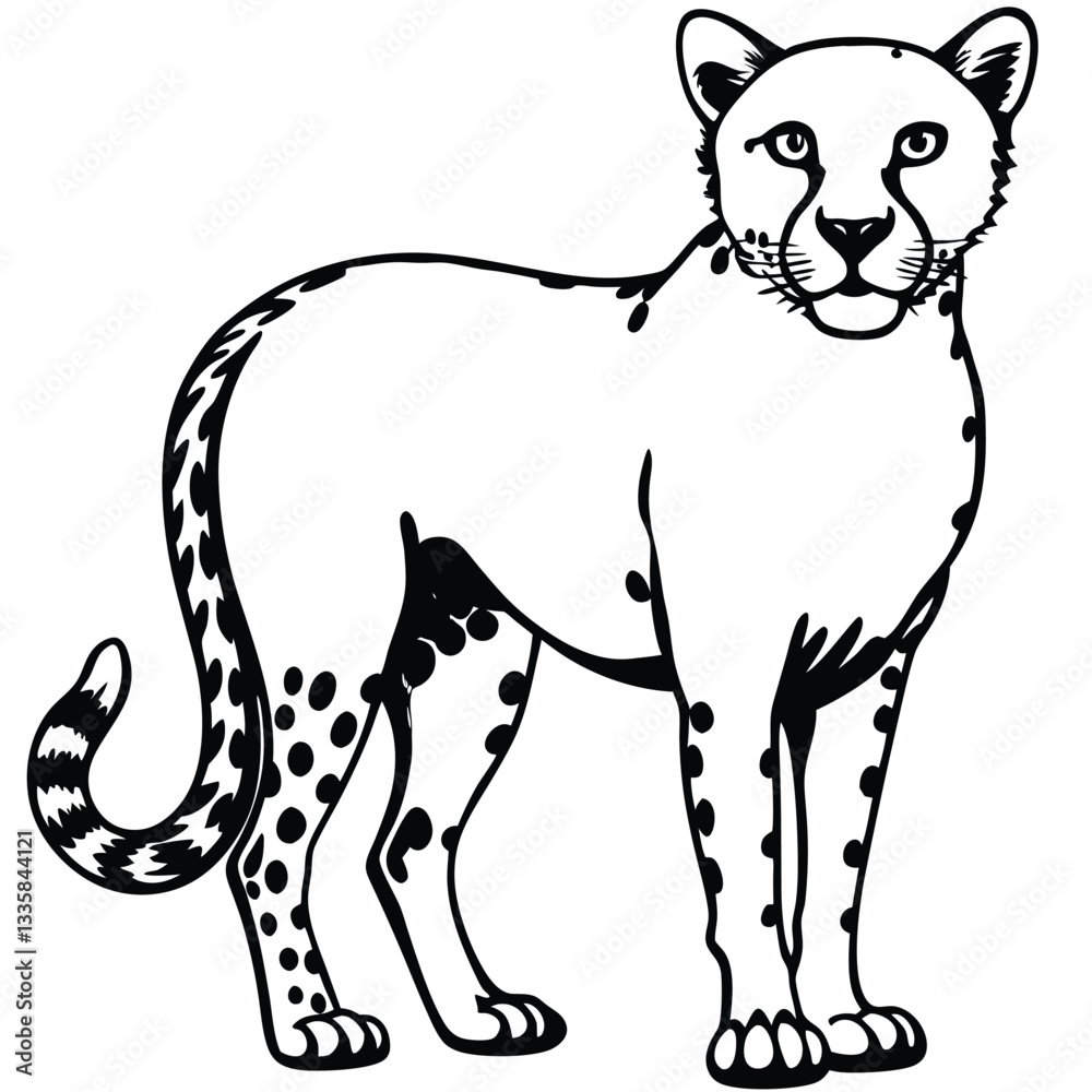 Fototapeta premium Adobe Illustrator ArtwLeopard head logotype or mascot hand drawn ink sketch. Engraving style vector illustration.ork