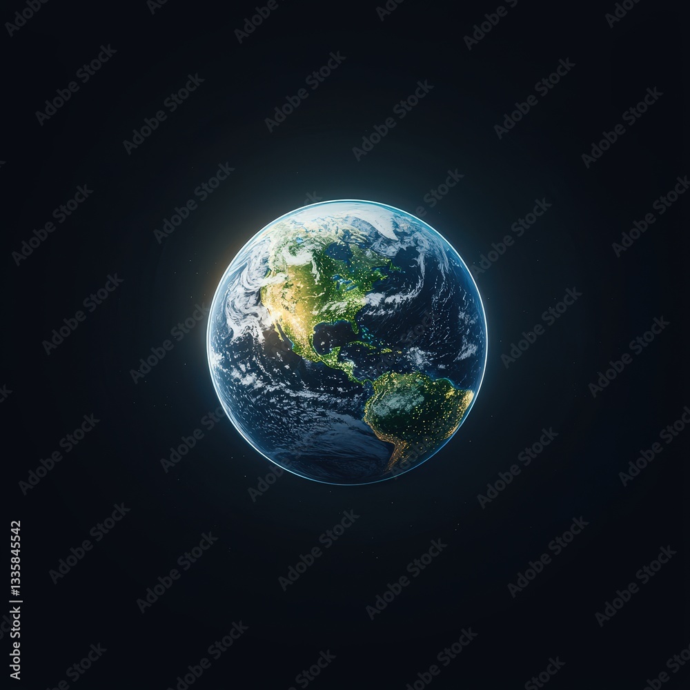 Stunning View of Earth from Space in Dark Background Stunning View of Earth from Space in Dark Background
