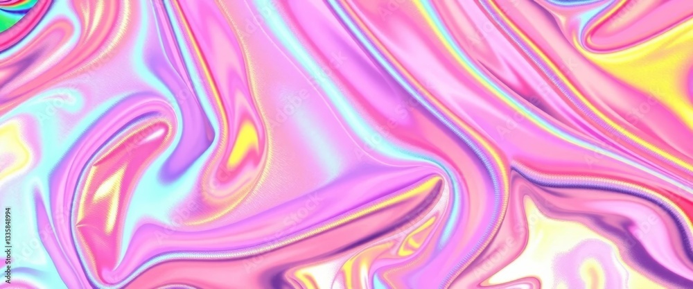 Fototapeta premium Iridescent fabric collage, holographic texture background, trendy cloth pattern, colorful, print