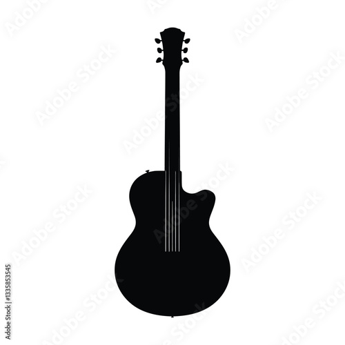 Guitar Silhouette, Vector, Icon, Logo, White Background.