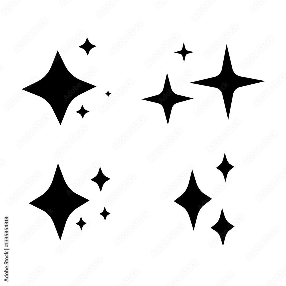Collection of Sparkle and Twinkle Star Icons in Various Styles Collection of Sparkle and Twinkle Star Icons in Various Styles