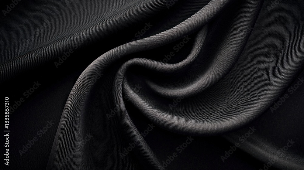Fototapeta premium Elegant Black Silk Fabric Drape Luxury Texture Background