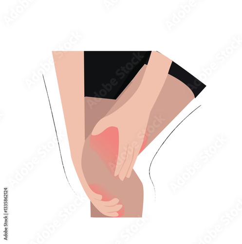 His knee was inflamed. holding knees