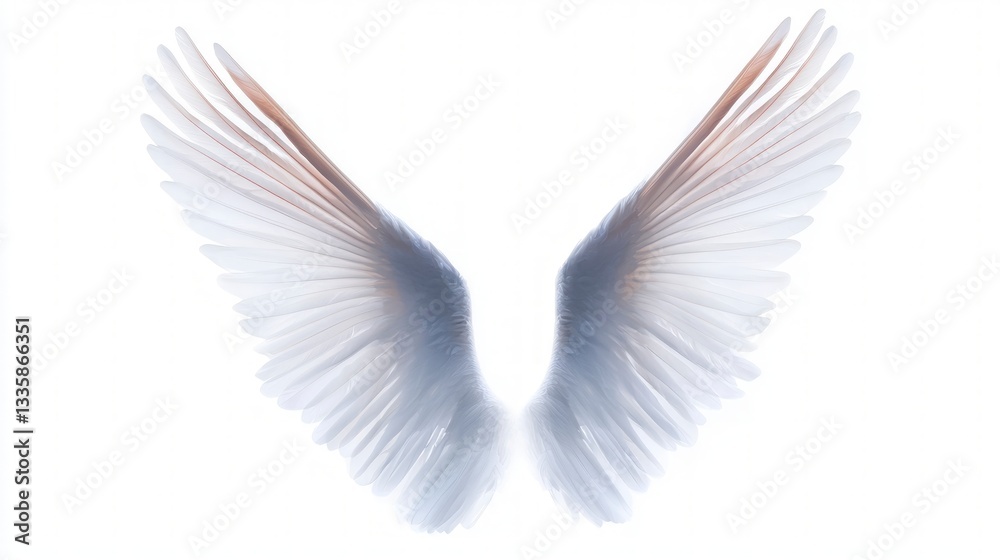 Obraz premium Ethereal White Angel Wings High Resolution PNG AI Art Fantasy Spiritual Purity Gra