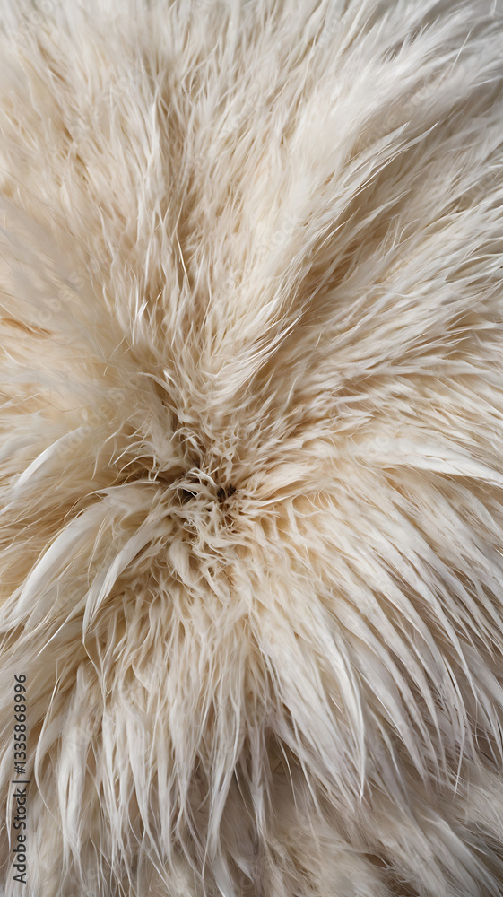 Fototapeta premium Soft Fluffy Fur Texture: Nature-Inspired Luxury for Cozy Interiors | Elegant Cream Wool Detail